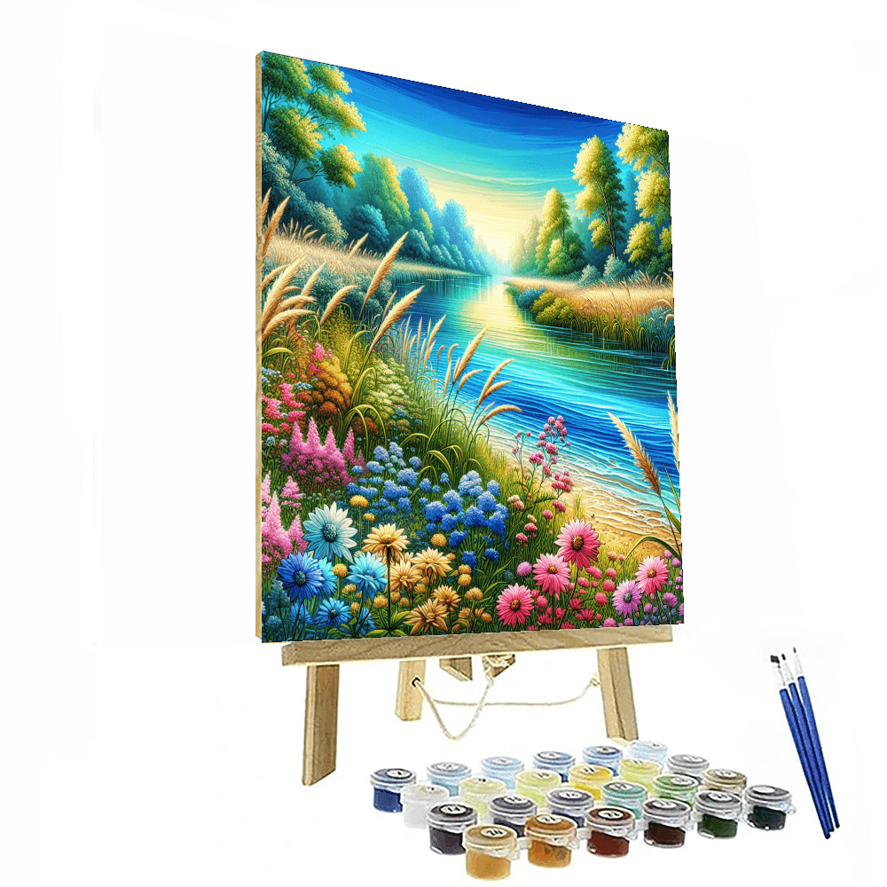 Charming Riverbank Retreat Number Painting