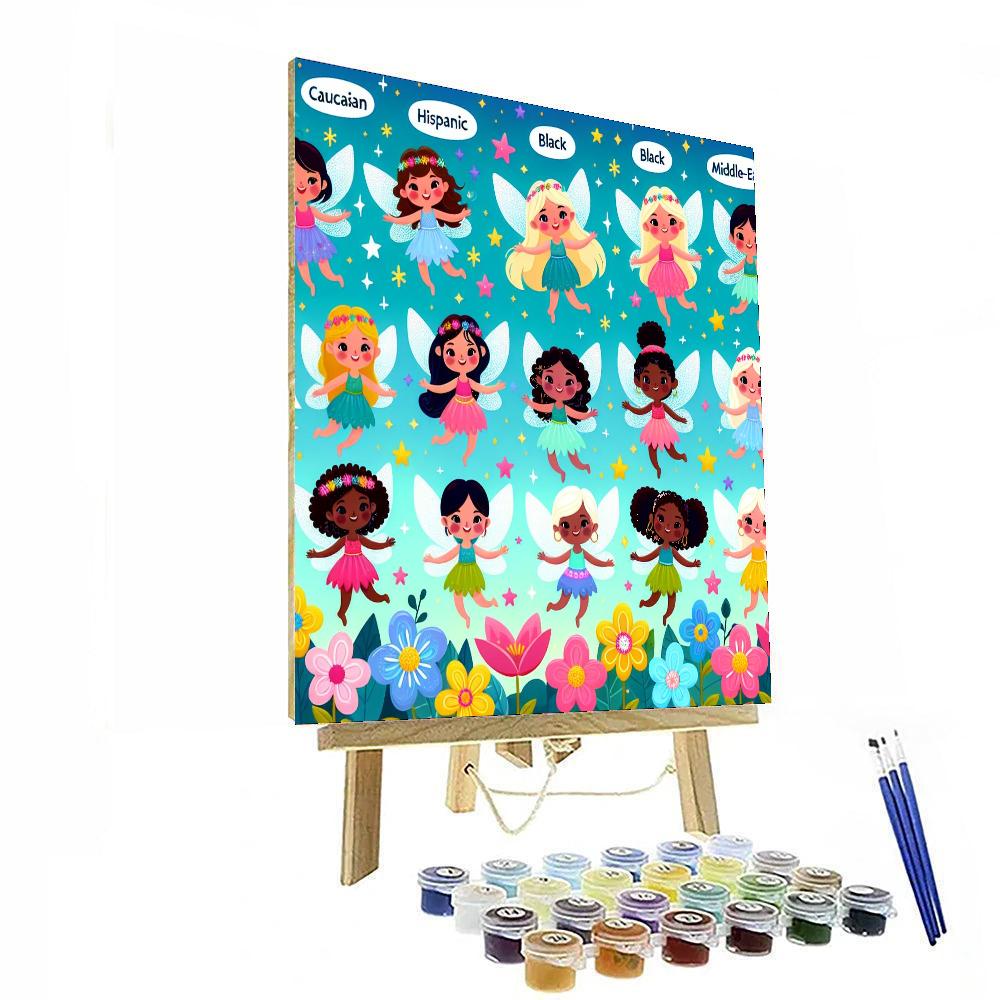 Cheerful Fairy Friends Painting Number Kit