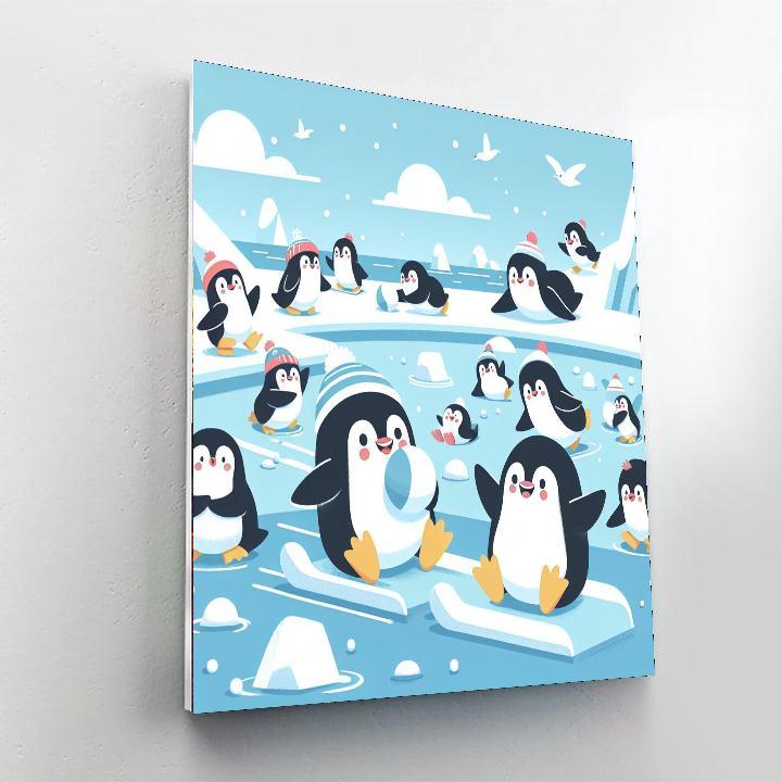 Playful Penguin's Ice Capers Paint By Numbers
