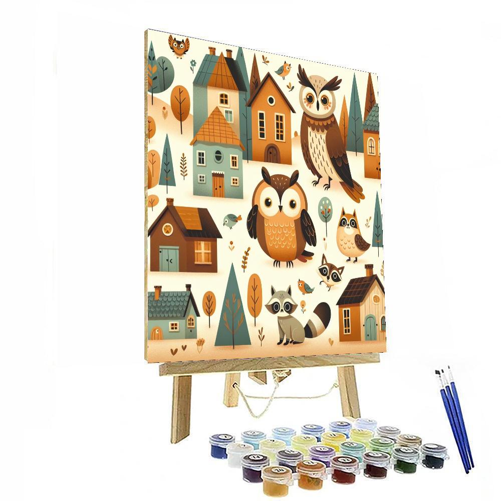 Quaint Woodland Village Painting By Numbers Kit