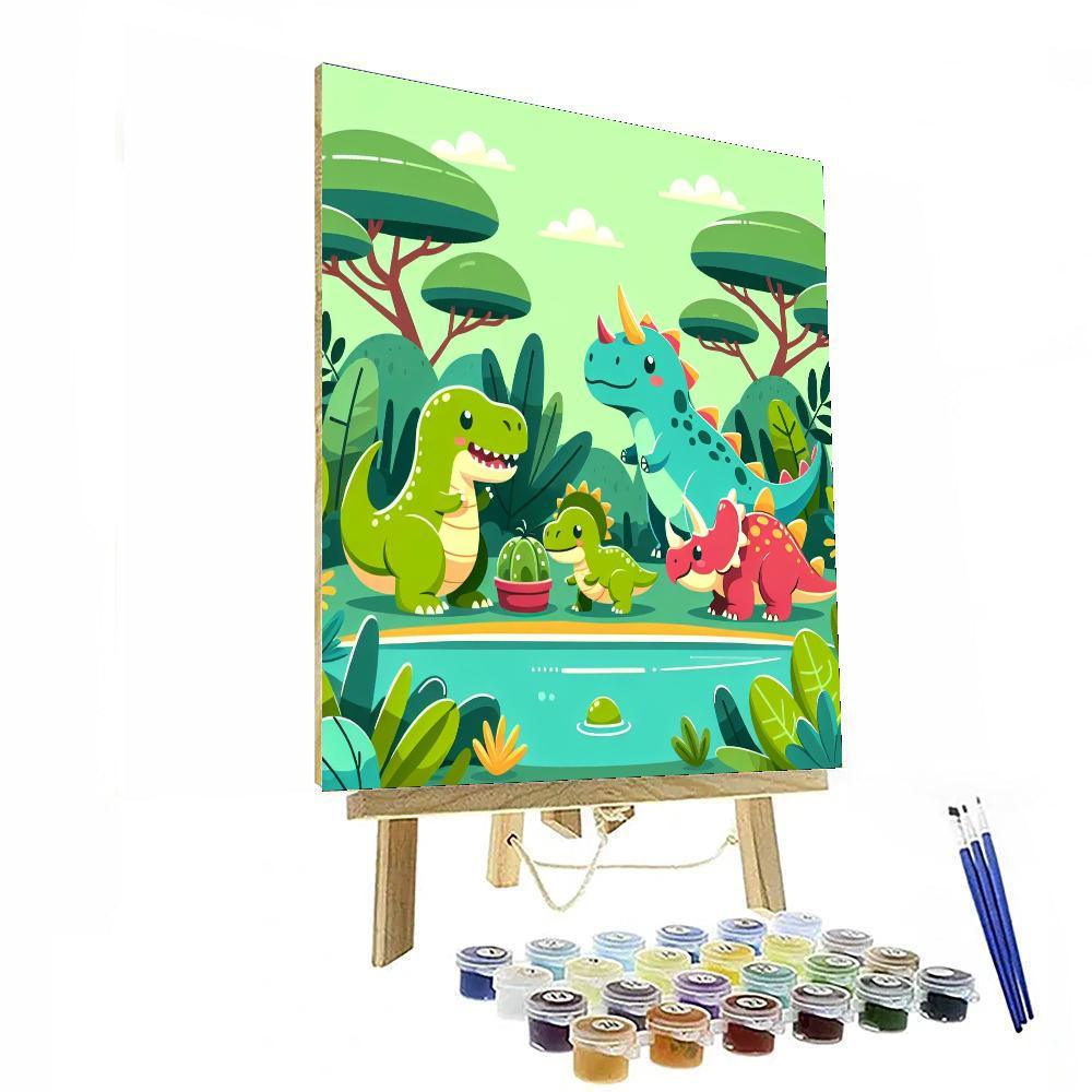 Dinosaur Jungle Hideout DIY Paint By Numbers
