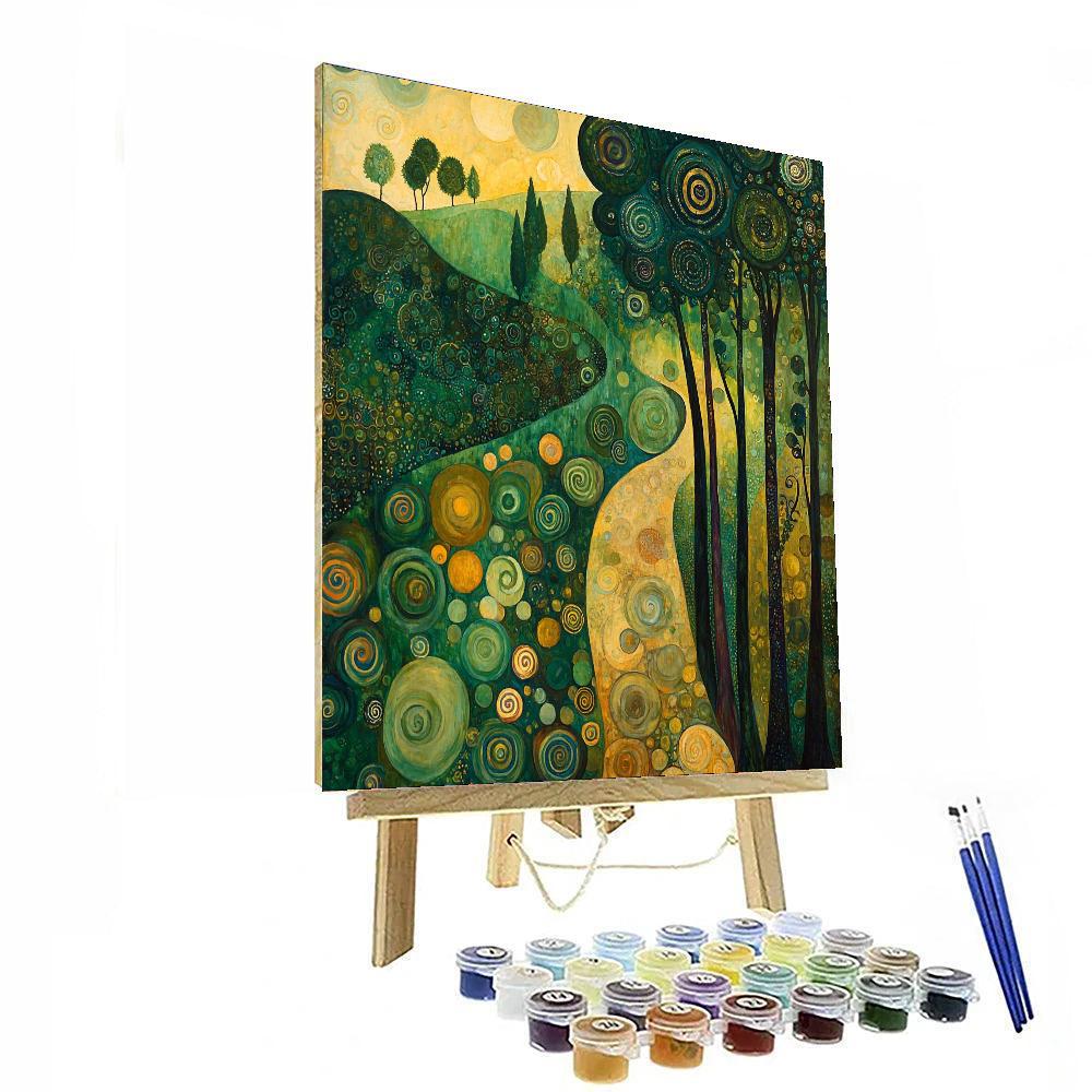 Gustav Klimt Inspired Enchanted Landscape  Number Painting