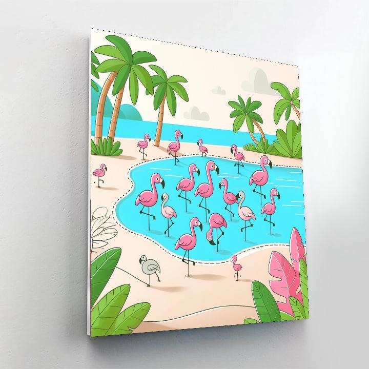 Friendly Flamingo Frolic Paint By Color