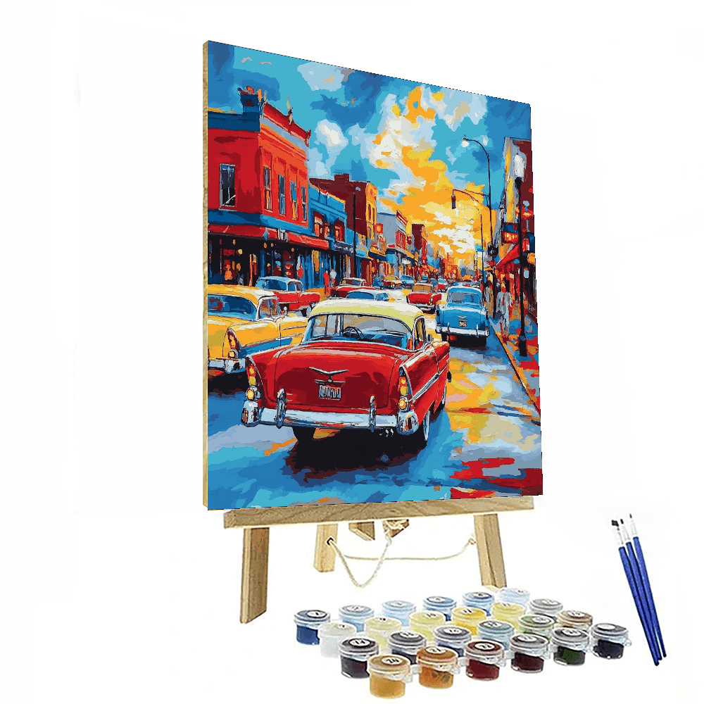 Edward Hopper Inspired Retro Car Showdown  Paint By Numbers Kits