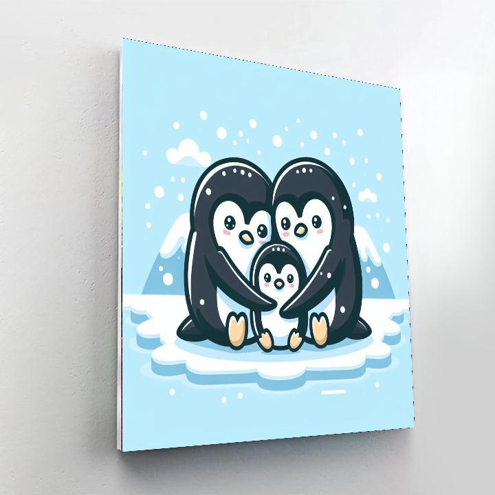 Happy Penguin Family Numbered Painting Kits