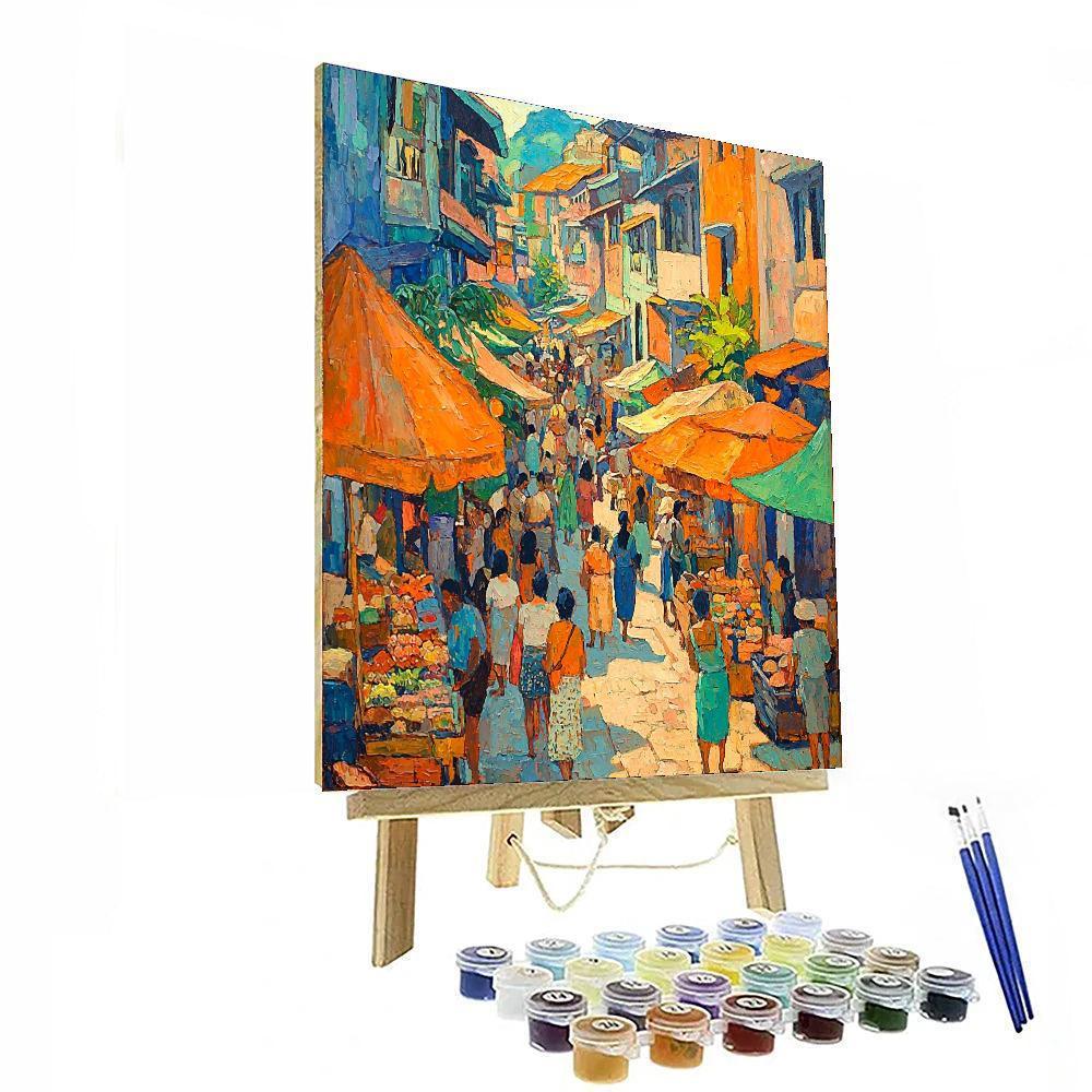 Paul Gauguin Inspired Lively Street Markets  Numbered Painting Kits