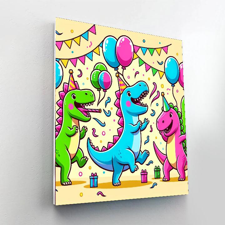 Joyful Dinosaur Party Painting By Numbers Kit