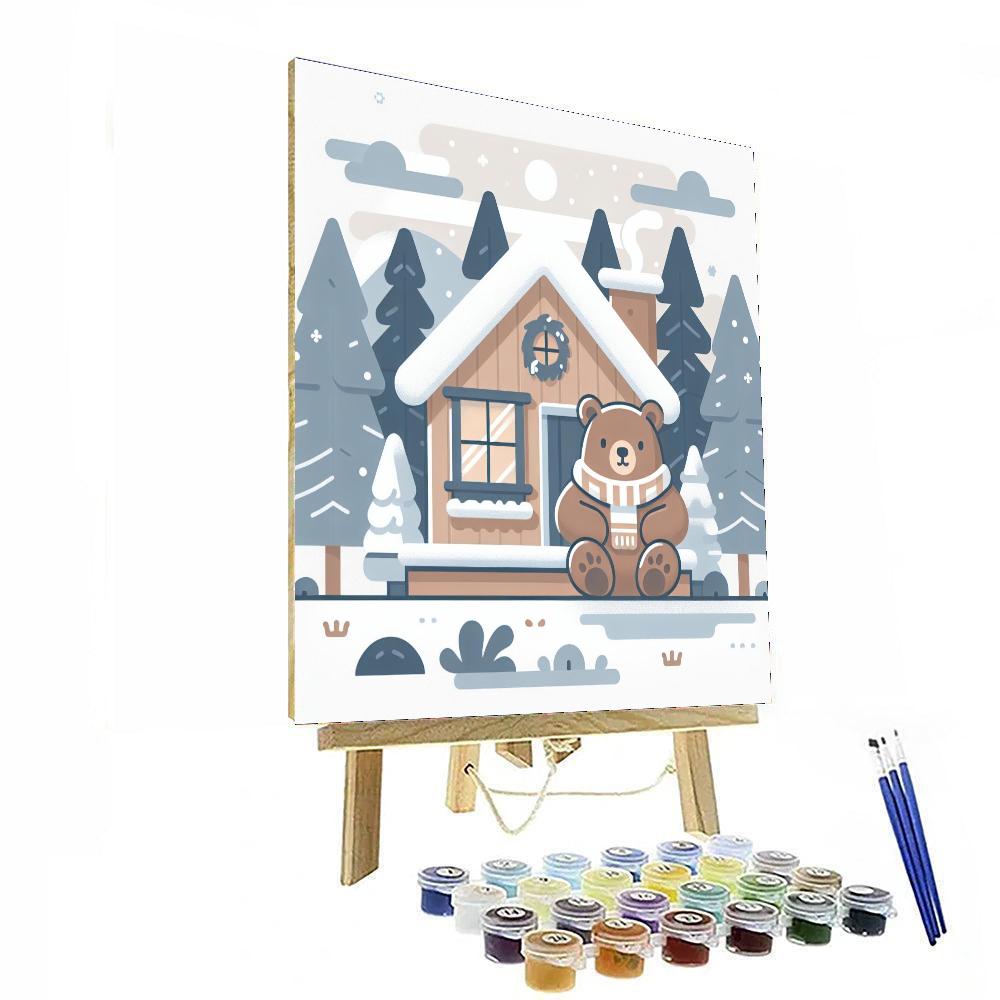 Cozy Bear's Winter Cabin Numbered Painting Kits