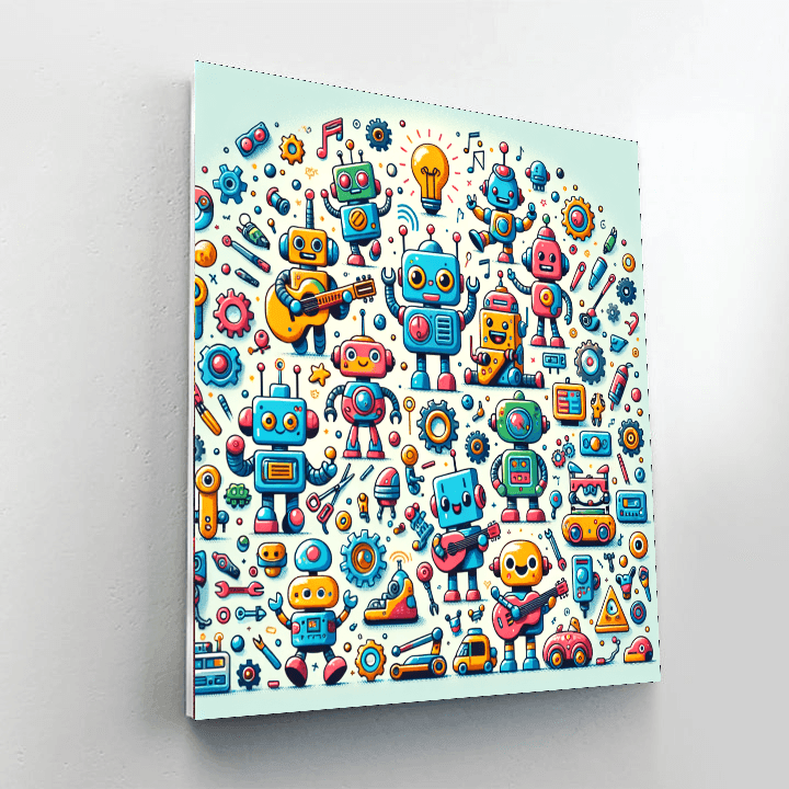 Funky Robot World Painting By Numbers Kit