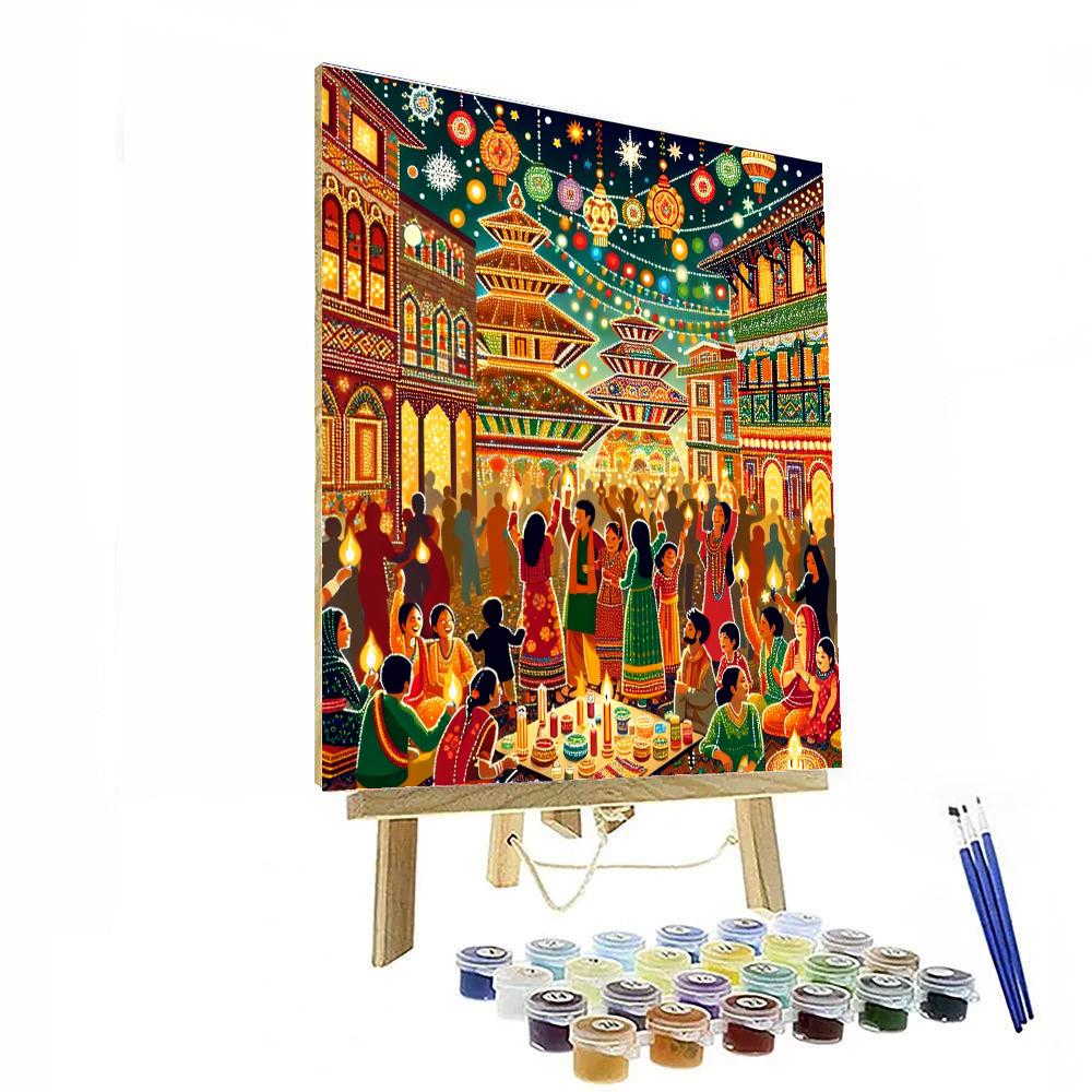 Tihar Festival - Kathmandu, Nepal Painting By Numbers Kit
