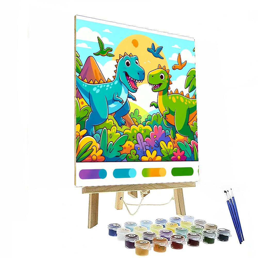 Cheerful Dinosaur Days Painting By Numbers Kit