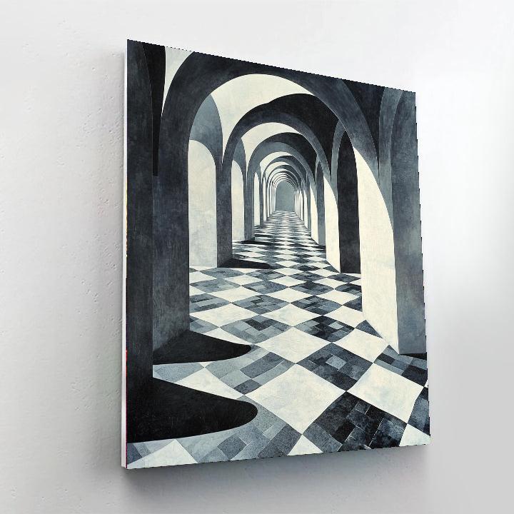 M.C. Escher Inspired Contrasting Dimensions  Numbered Painting Kits