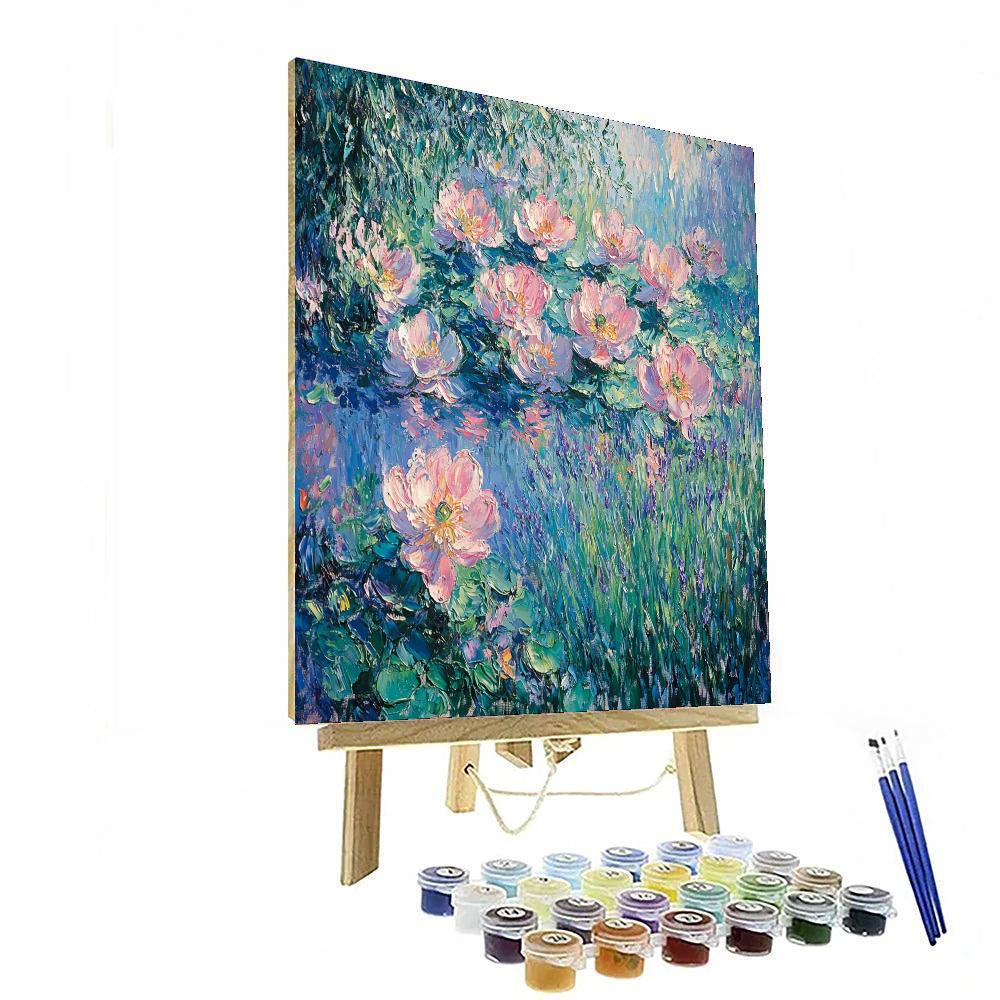 Claude Monet Inspired Serene Garden Blossoms  Number Painting