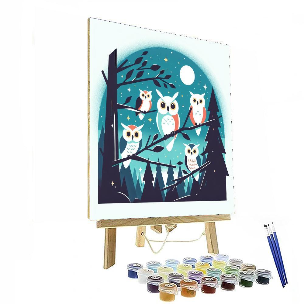 Whimsical Owl Forest Numbered Painting Kits