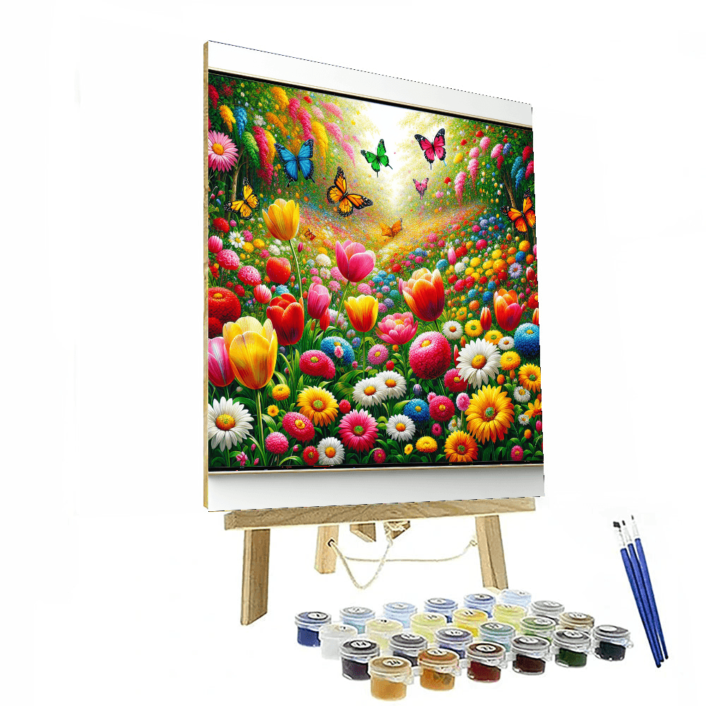Bright Blooms And Butterflies Numbered Painting Kits