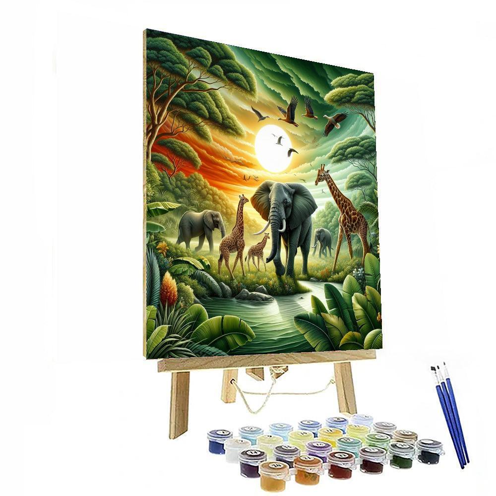 Dynamic Safari Adventure Paint By Numbers Art
