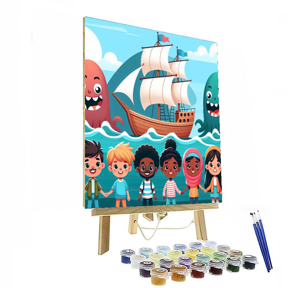 Sailing With Sea Monsters Paint By Numbers