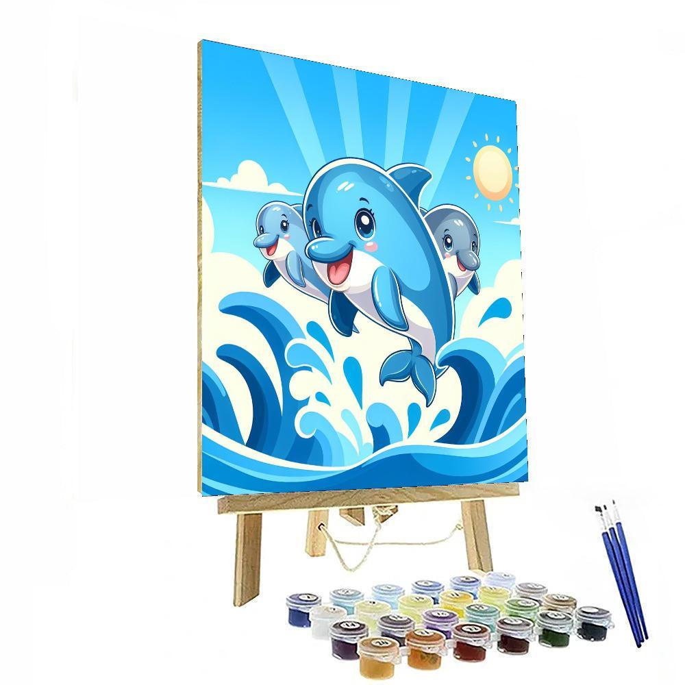 Joyful Dolphin Pod Paint By Numbers