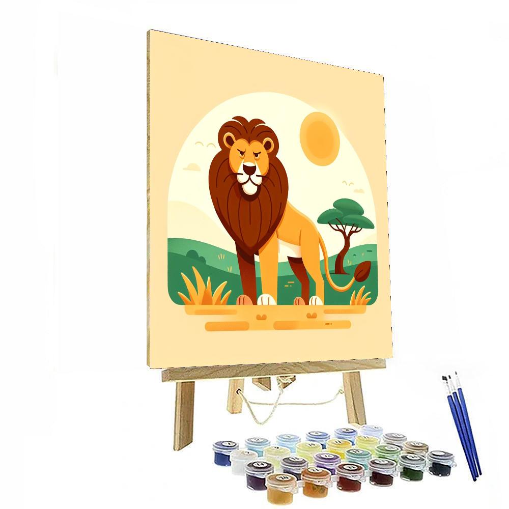 Courageous Lion Safari Painting Number Kit