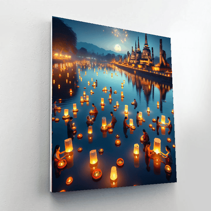 Loi Krathong - Sukhothai, Thailand Painting By Numbers Kit
