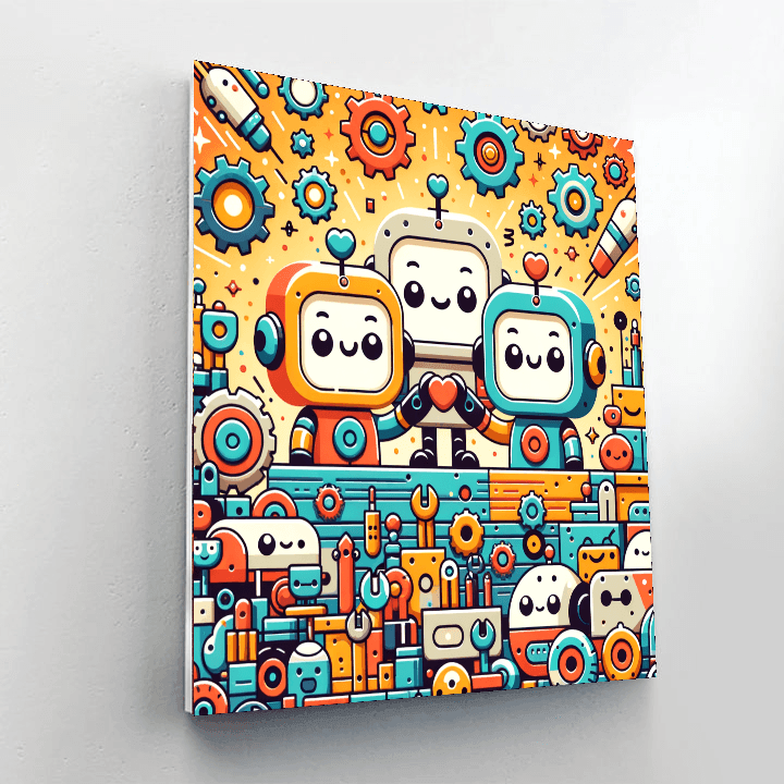 Whimsical Robot Workshop Numbered Painting Kits