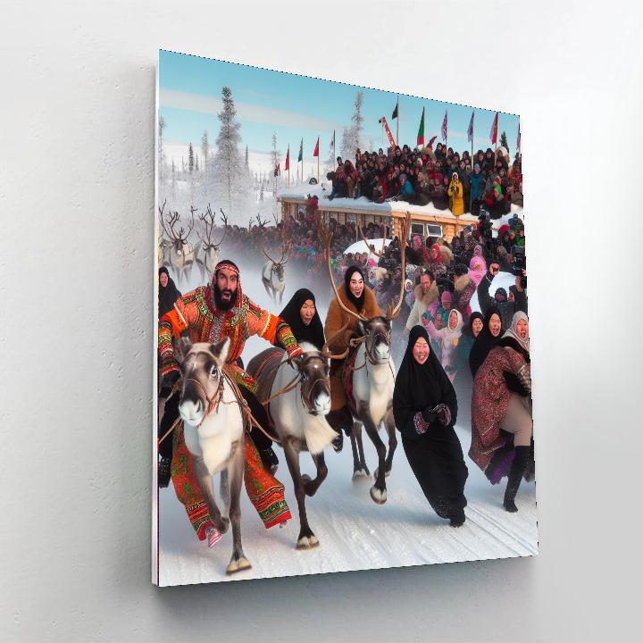 Running Of The Reindeer Number Painting