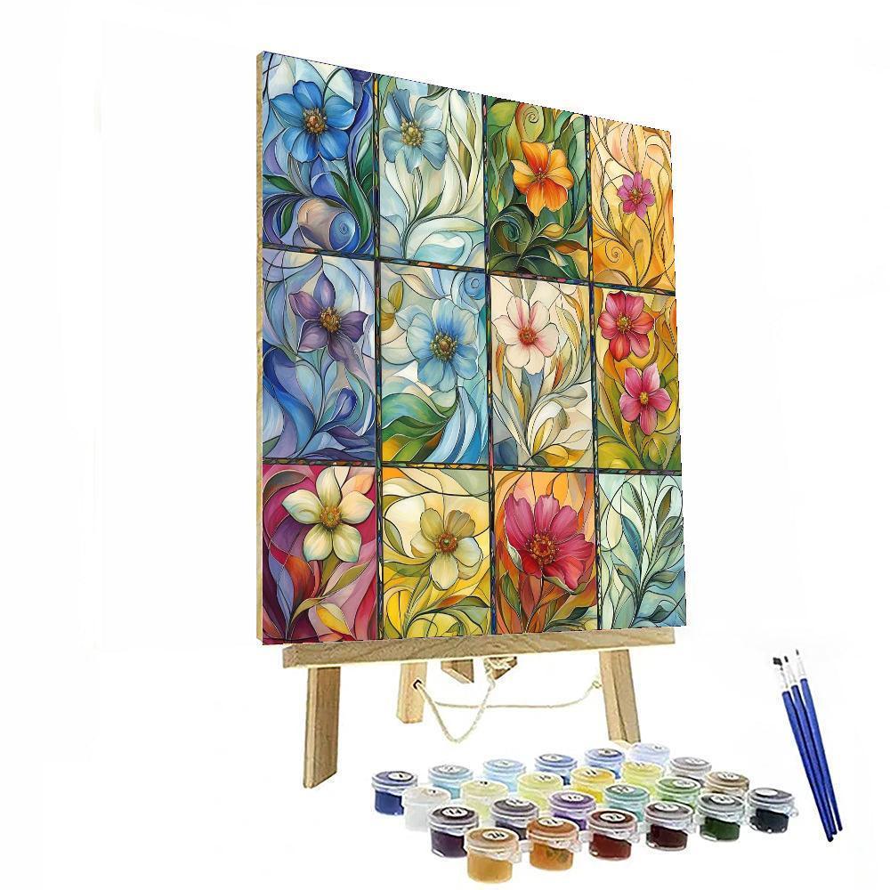 Alphonse Mucha Inspired Nature's Mosaic  Painting Number Kit