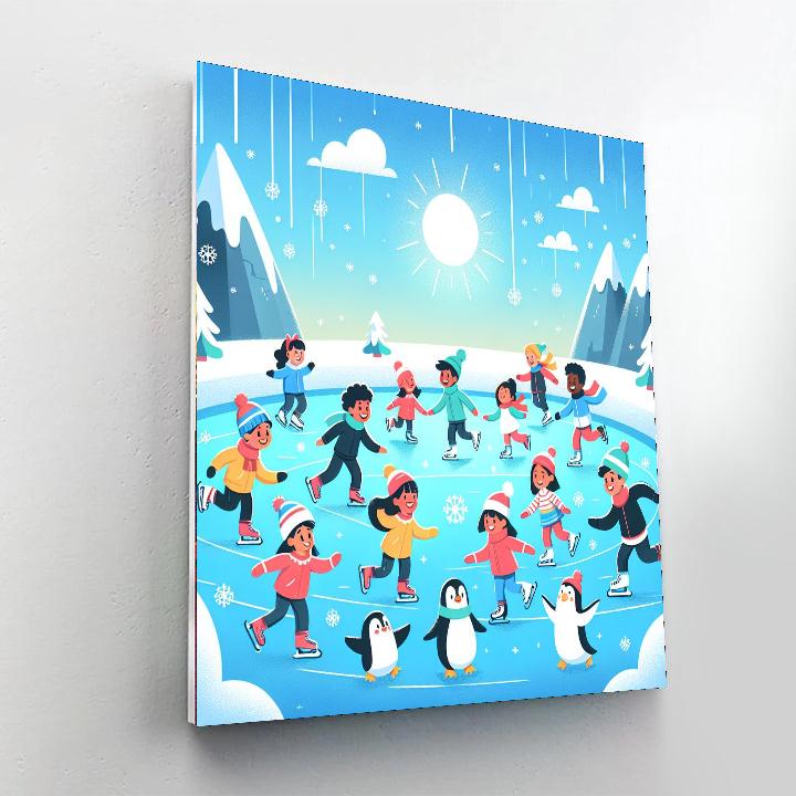 Frosty Ice Skating Fun Paint By Numbers Art