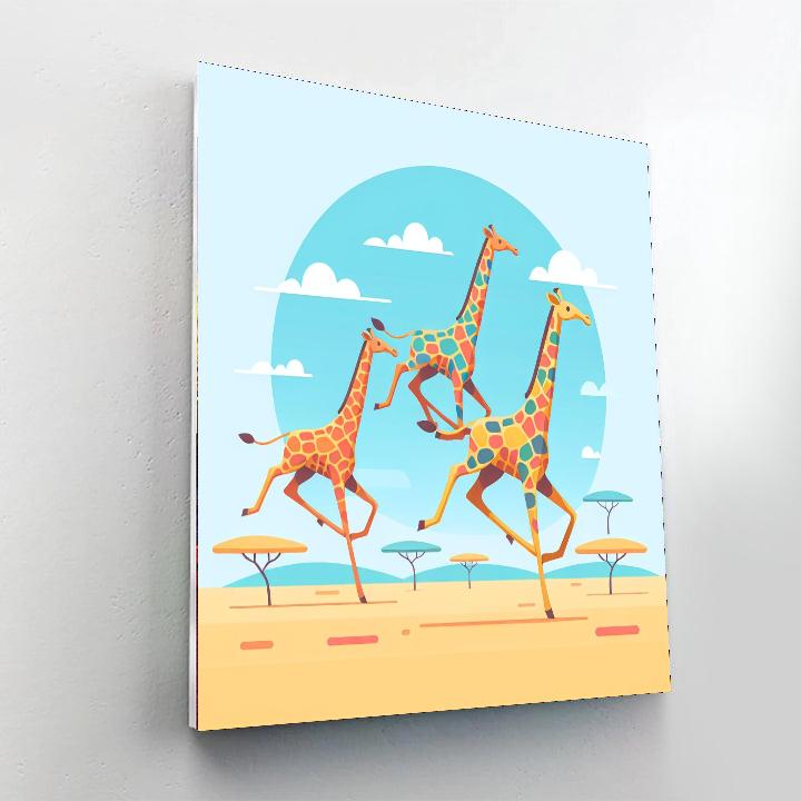 Galloping Giraffe Adventure Paint By Numbers Art