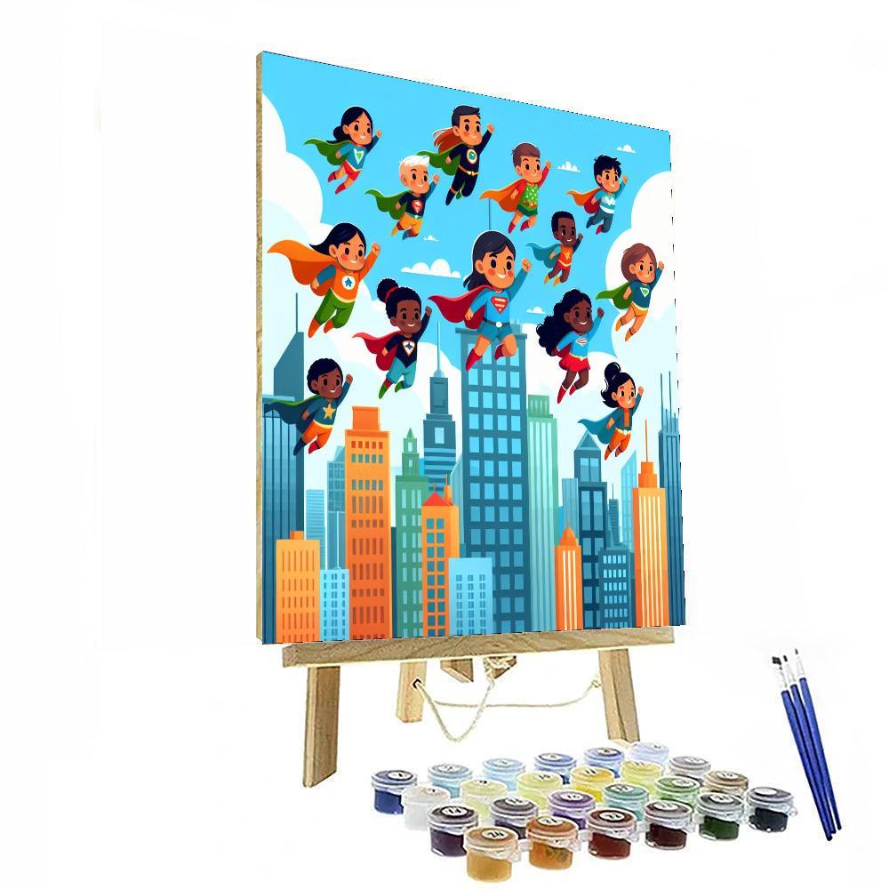 Superhero City Challenge Painting Number Kit