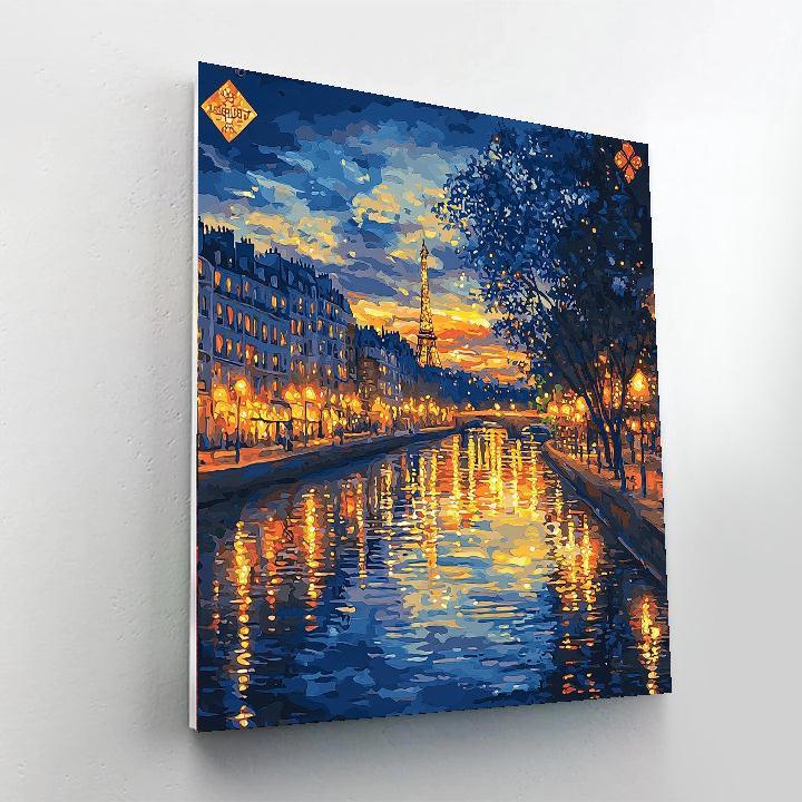 Camille Pissarro Inspired Glimmering Cityscape Reflections  Paint By Color