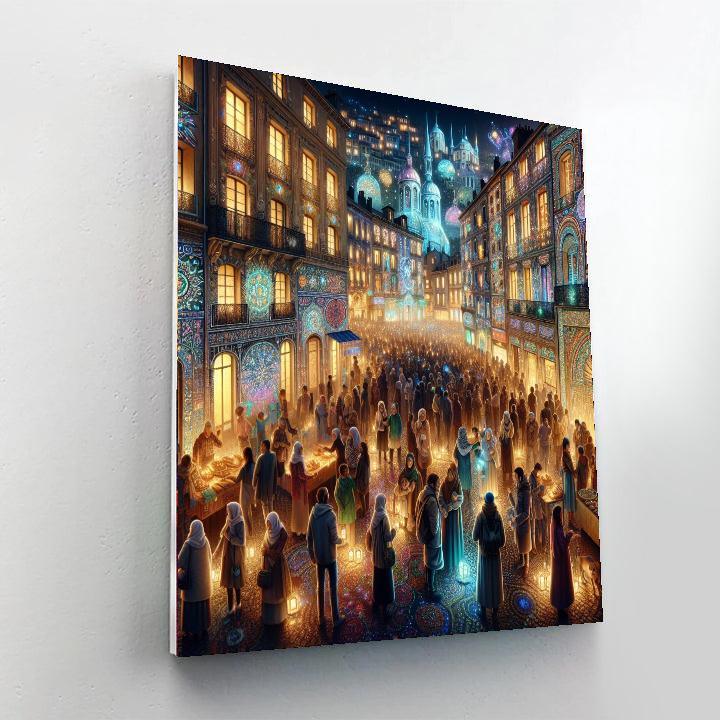 Festival Of Lights In Lyon Painting Number Kit