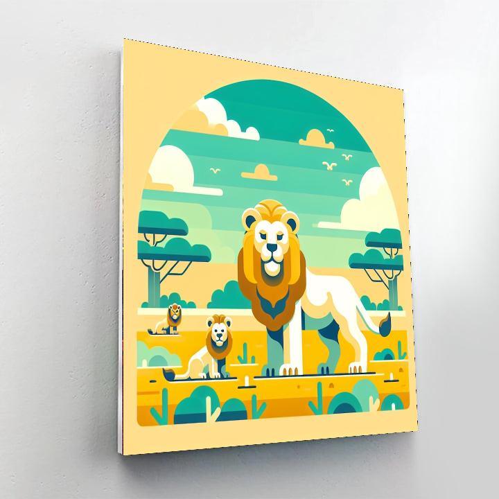 Majestic Safari Lions Number Painting