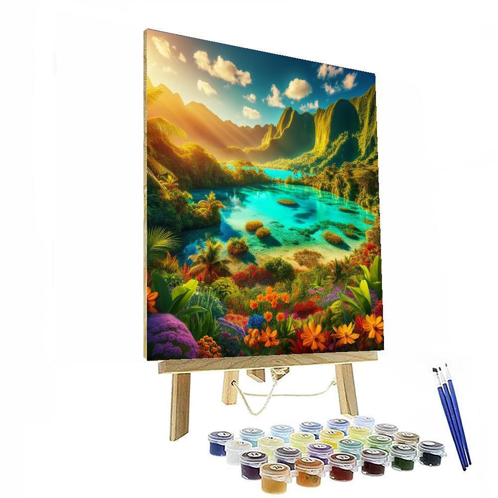 Dazzling Tropical Lagoon Painting By Numbers Kit
