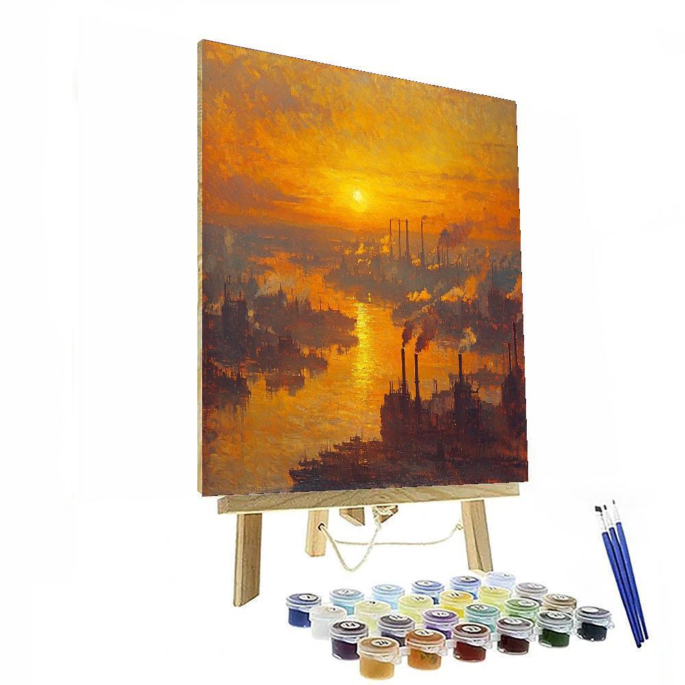 J.M.W. Turner Inspired Industrial Sunrise  Paint By Numbers