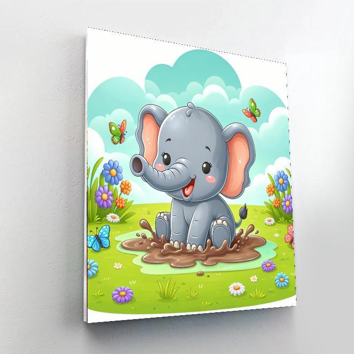 Cute Baby Elephant Paint By Numbers Art