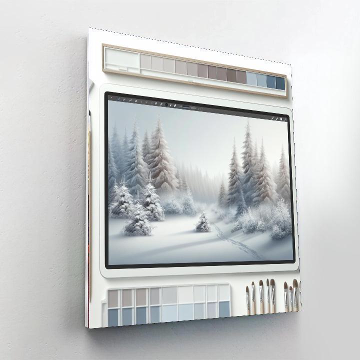 Peaceful Winter Woods Painting Number Kit
