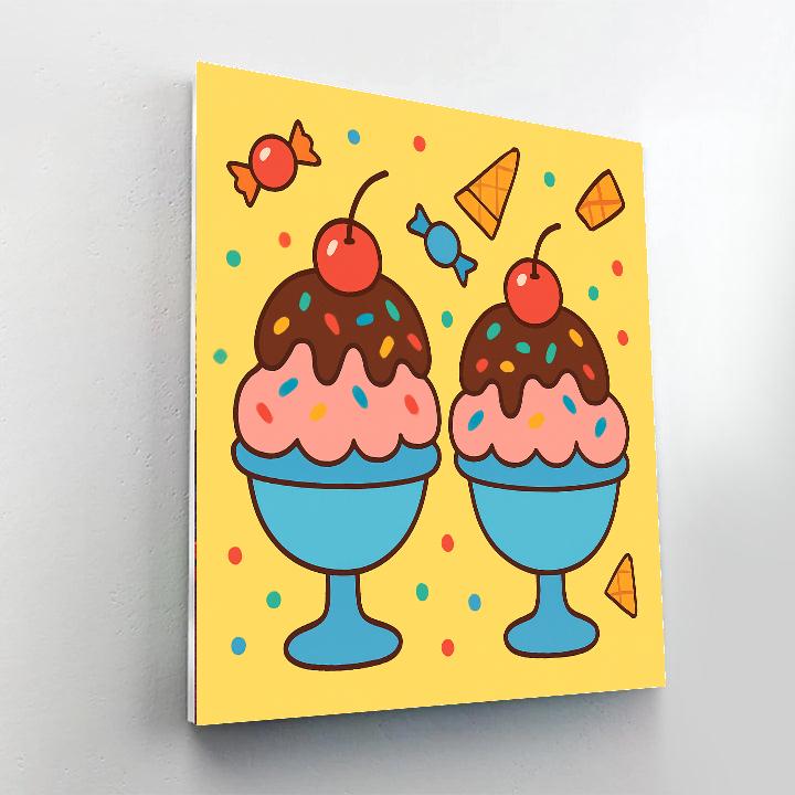 Ice Cream Sundae Delight DIY Paint By Numbers