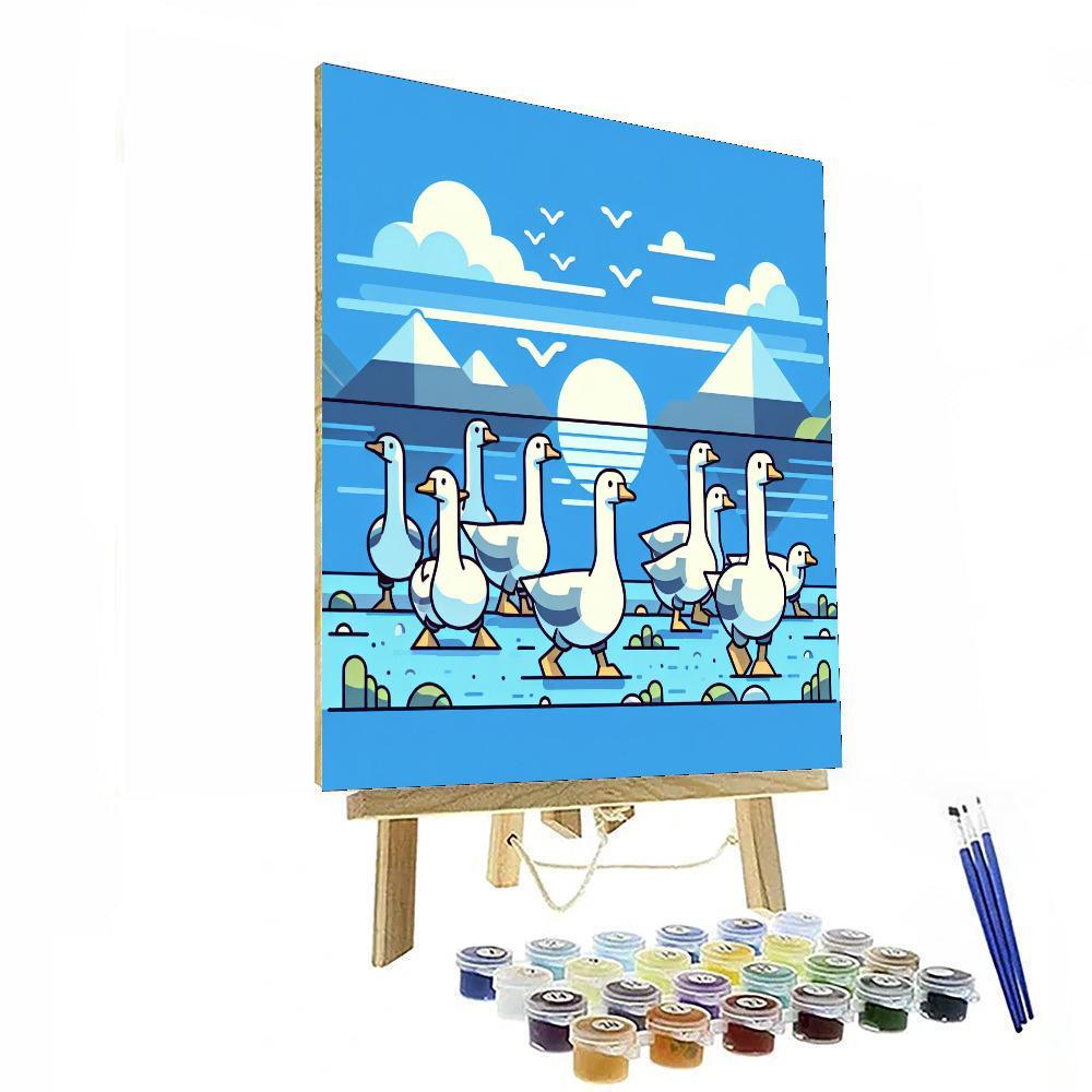 Gleeful Goose Gathering Number Painting