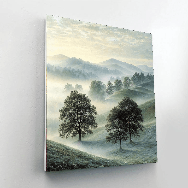 Caspar David Friedrich Inspired Misty Morning  Paint By Numbers