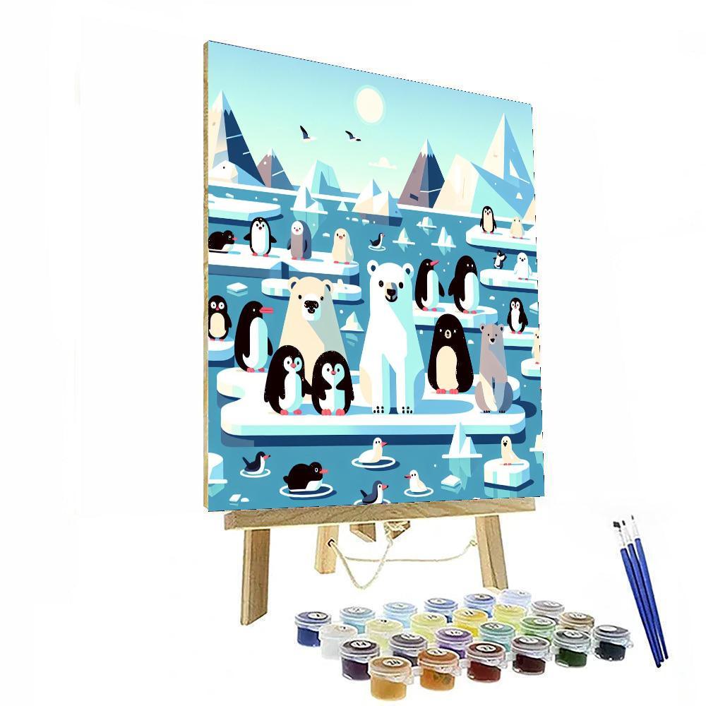 Polar Expedition With Friendly Animals Paint By Numbers Art