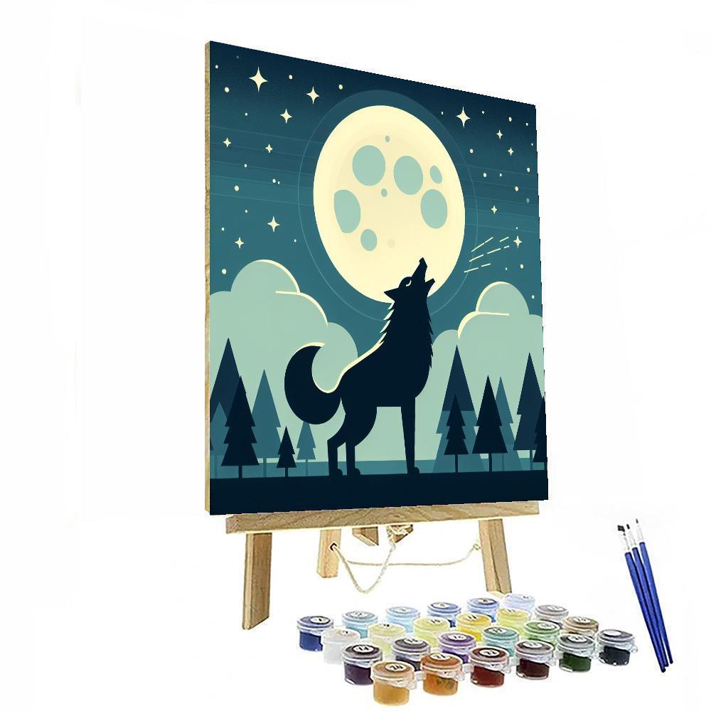 Moonlight Wolf Howl Paint By Numbers Art