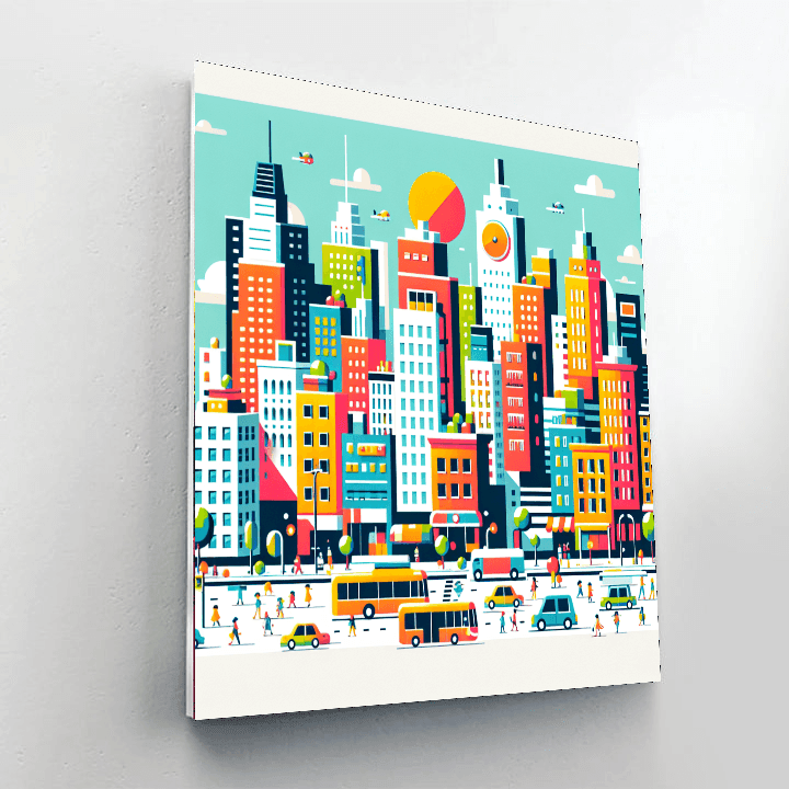 Urban Cityscape Adventure Paint By Numbers Art