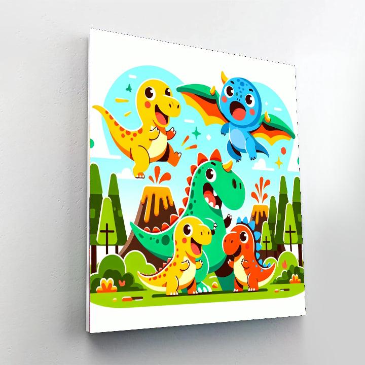 Bouncy Dinosaur Family Painting By Numbers Kit