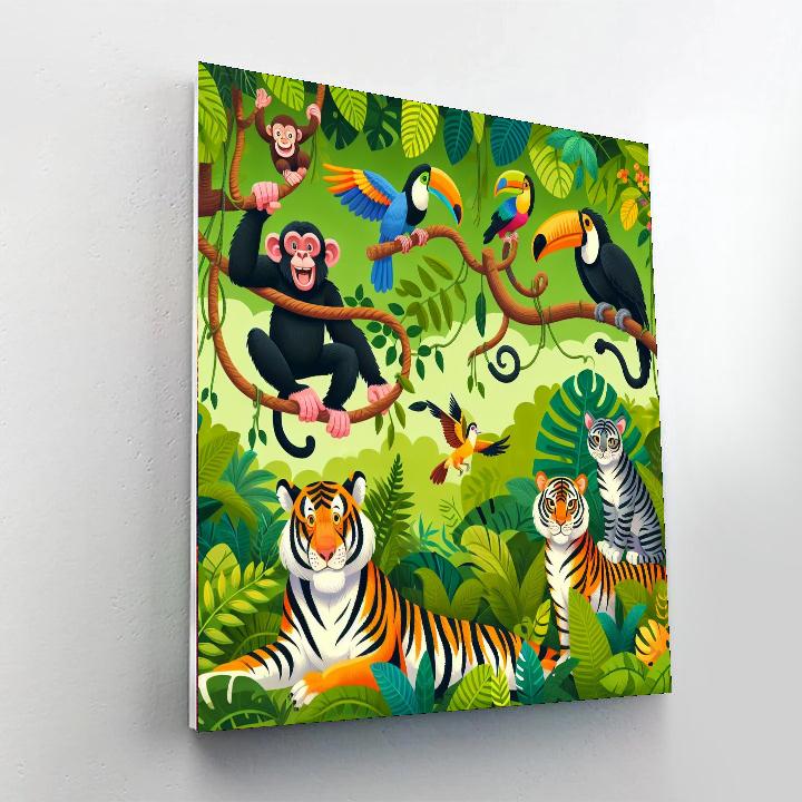 Jungle Adventure With Wild Animals Number Painting