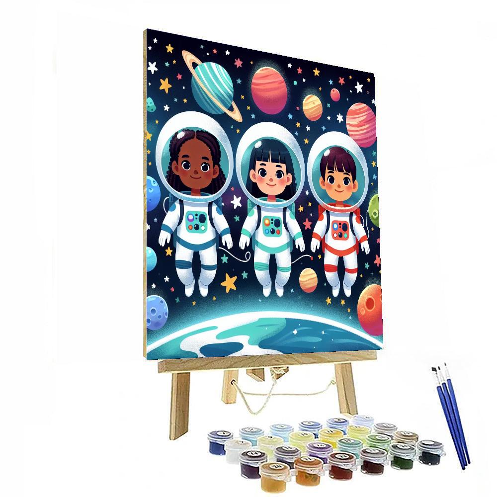 Petite Astronauts Adventure Paint By Numbers Art