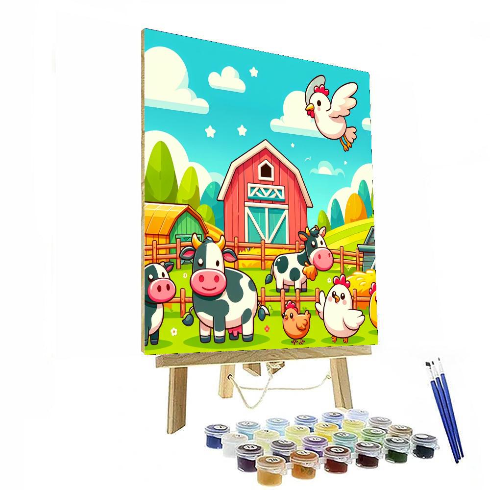 Gleeful Farm Adventure Paint By Numbers Art