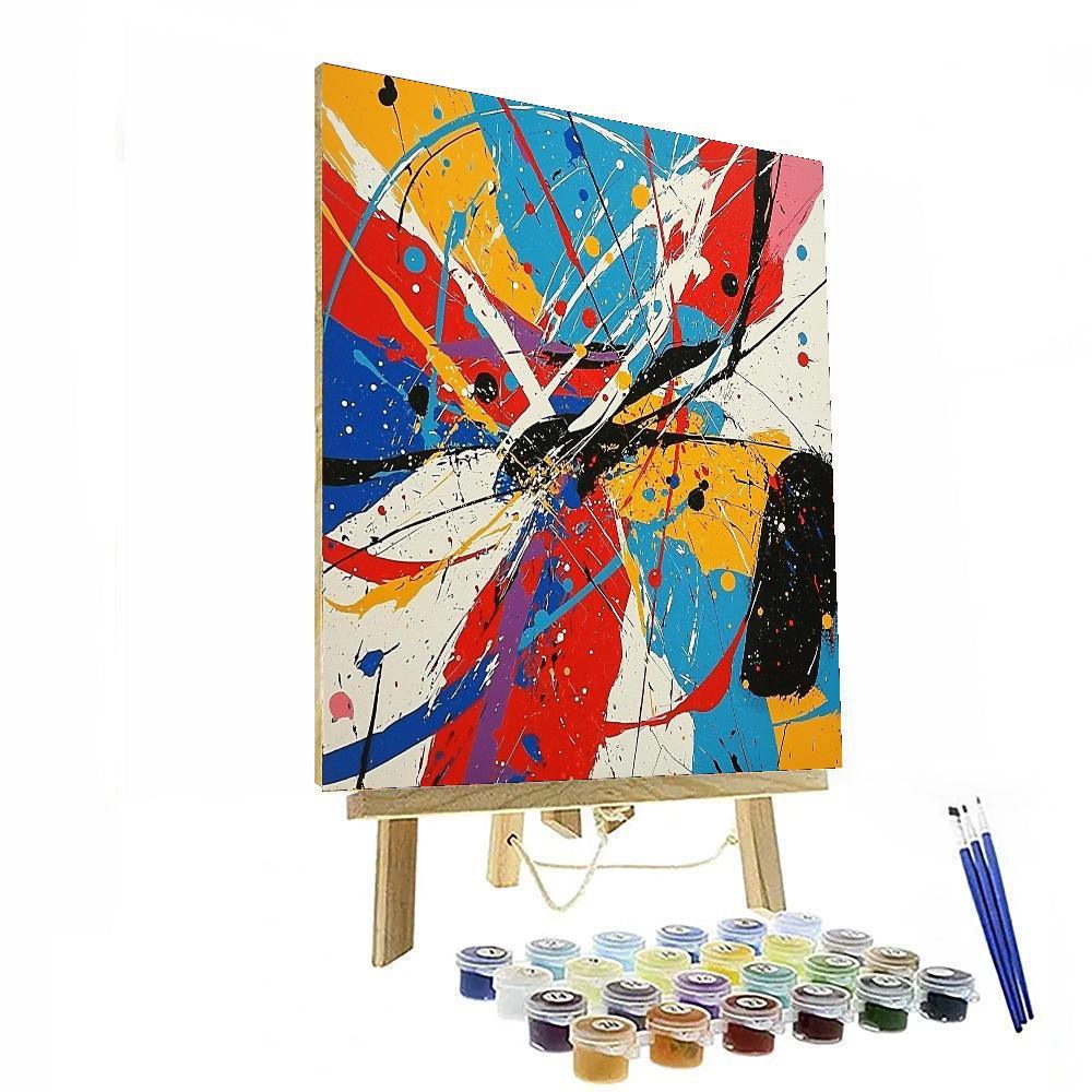 Pollock Inspired Vibrant Abstract Journey  Painting By Numbers Kit