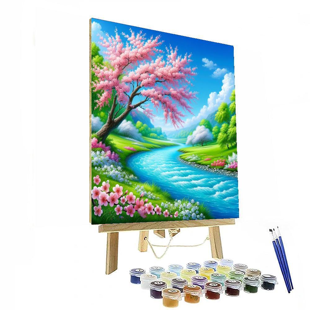 Riverside Blossoms In Spring Painting By Numbers Kit