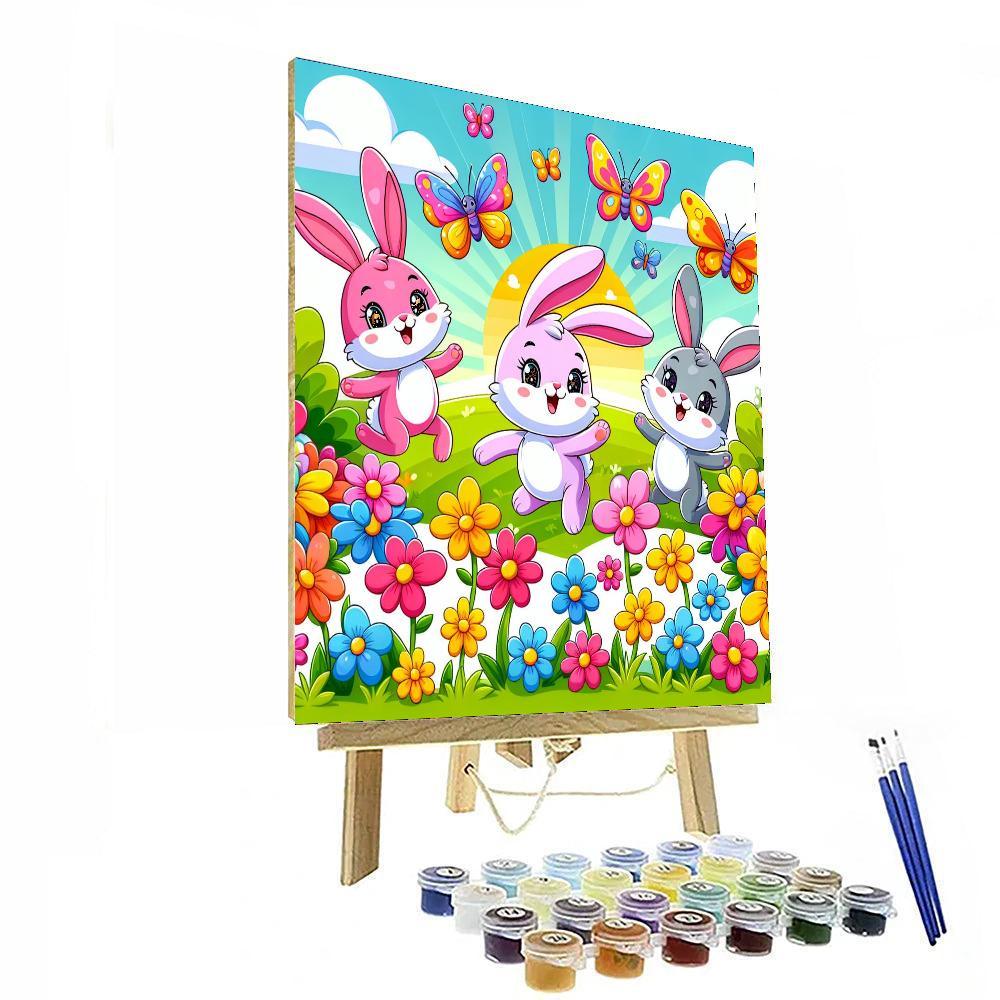 Rainbow Rabbits Paint By Numbers Art
